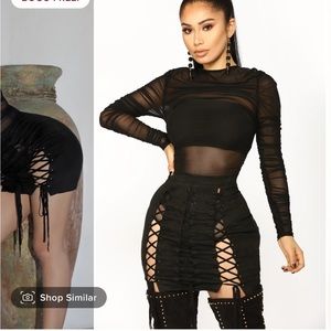Fashion Nova Mesh Dress- Black